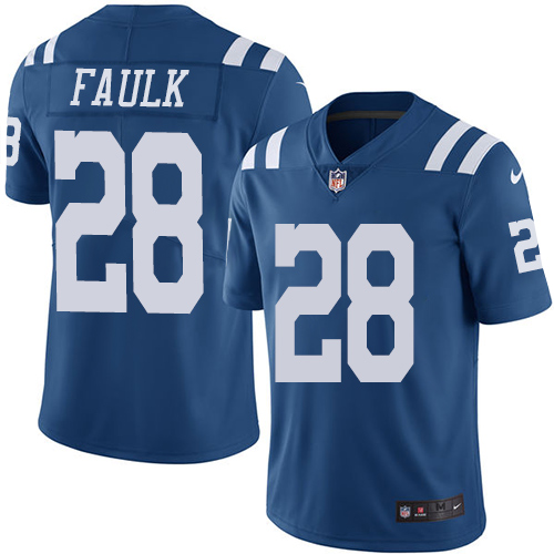 Indianapolis Colts #28 Limited Marshall Faulk Royal Blue Nike NFL Men Rush Vapor Untouchable Jersey